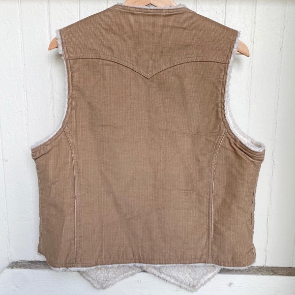 Deadstock BNWOT Vintage 1970s Levi's Tan Corduroy Sherpa Fleece Sleeveless Vest - Picture 2 of 4